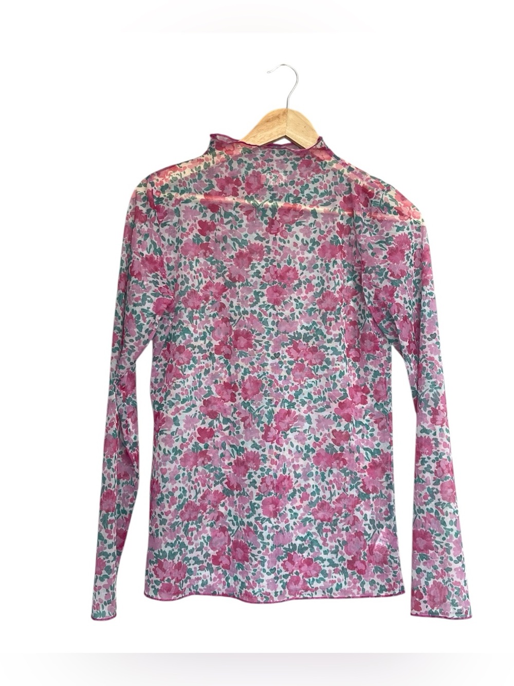 Sage Pink Floral Sheer Long-Sleeve Top